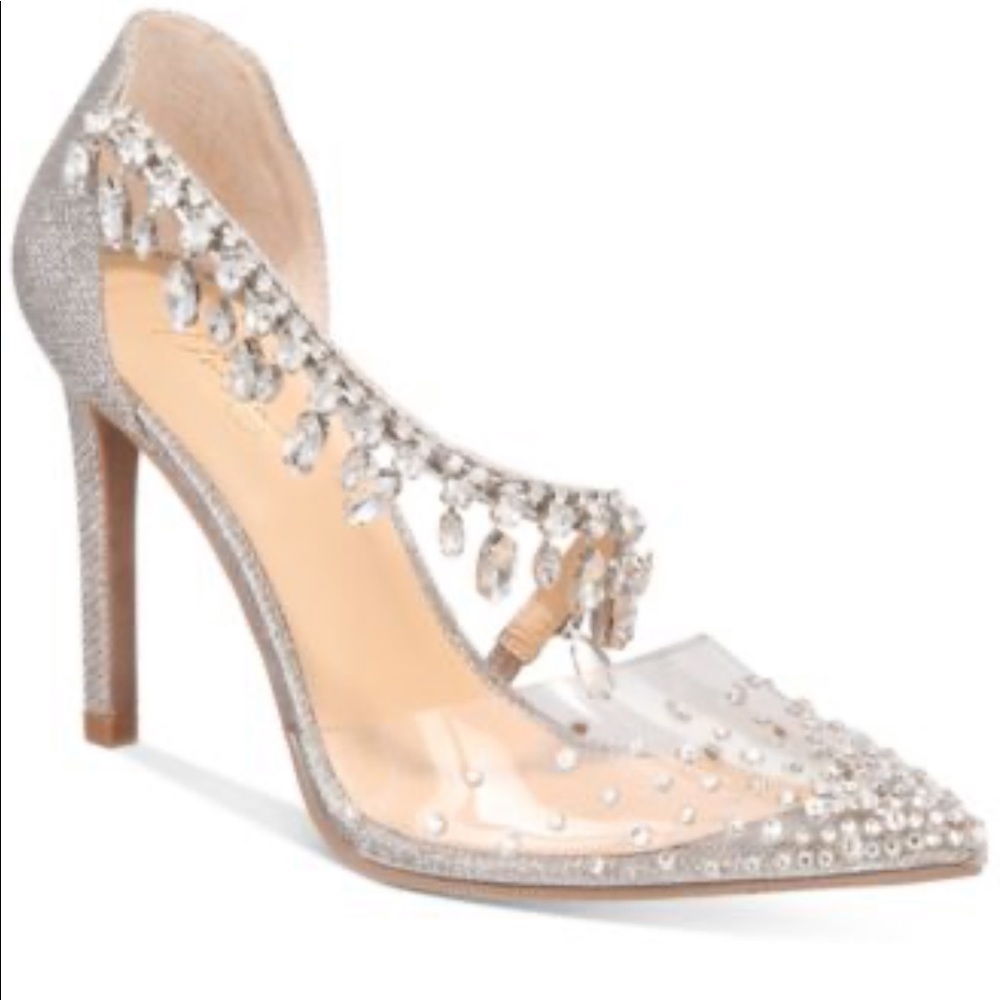 Thalia Sodi clear pump with rhinestone kassidy